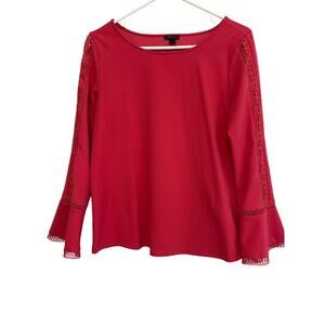 Ann Taylor Blouse Women's Small  Pink Bell Cutout Sleeve Church Easter Valentine